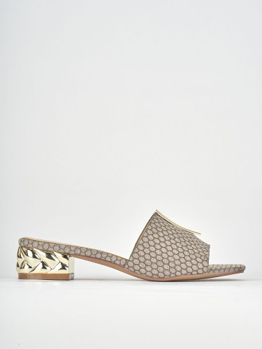 Mules tacón 3 cm rosa cuero