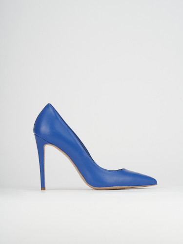 Zapatos de salón tacón 10 cm azul cuero