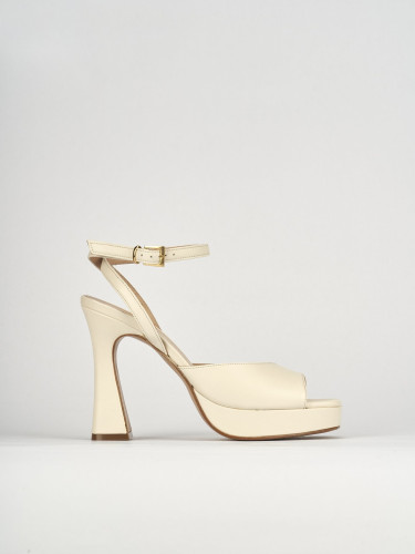 Sandalias de tacón alto tacón 10 cm blanco cuero