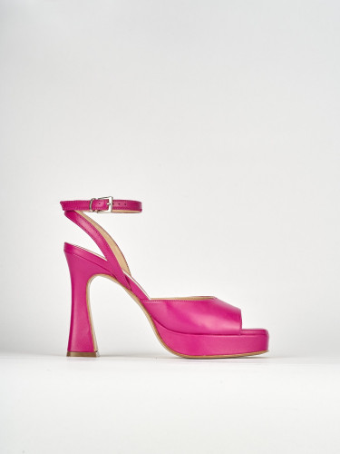 Sandalias de tacón alto tacón 10 cm rosa cuero