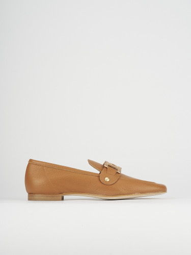 Mocasines tacón 1 cm marrón cuero