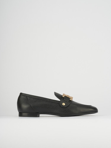 Mocasines tacón 1 cm negro cuero