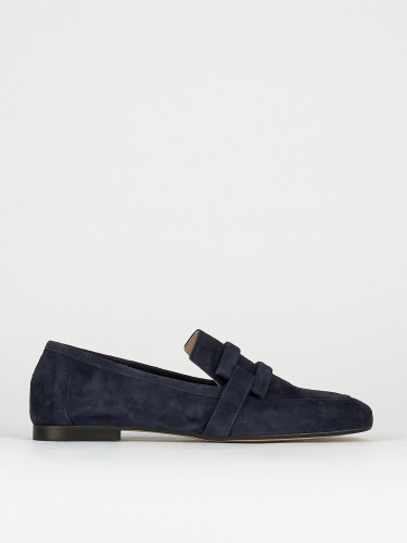 Mocasines tacón 1 cm azul ante