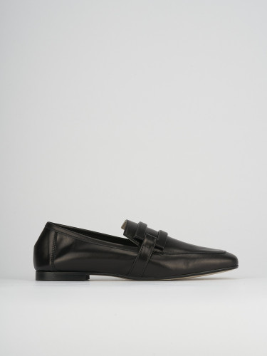 Mocasines tacón 1 cm negro cuero