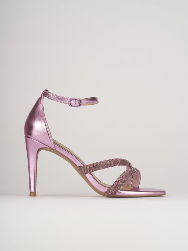 Sandalias de tacón alto tacón 8 cm rosa cuero