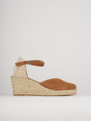 Espadrillas tacco 6cm camoscio marrone