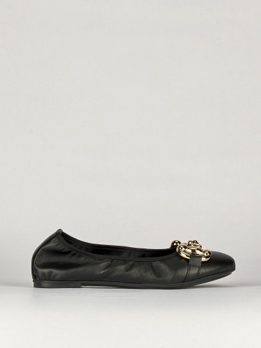 Bailarinas tacón 1 cm negro cuero