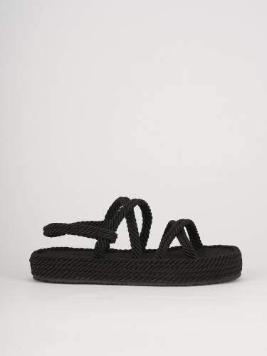 Sandalias de tacón bajo tacón 3 cm negro cuero