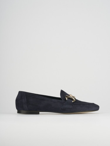 Mocasines tacón 1 cm azul ante