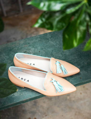 Ballerine tacco 1cm pelle beige