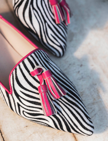 Flat shoes heel 1 cm pink leather