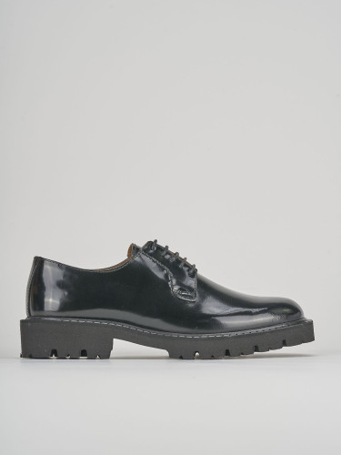 Zapatos de cordones tacón 1 cm negro cuero