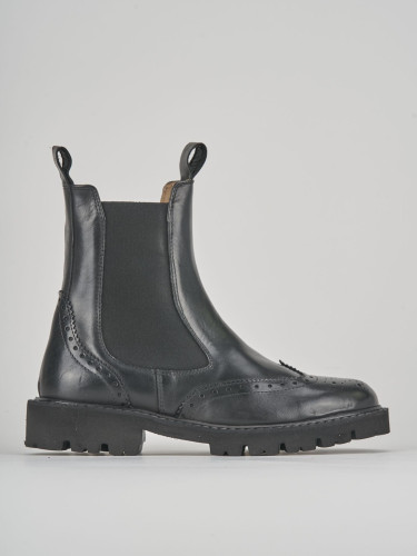 Botines de tacón bajo tacón 2 cm negro cuero
