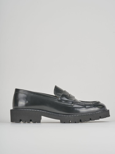 Mocasines tacón 1 cm negro cuero