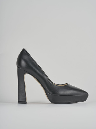 Zapatos de salón tacón 11 cm negro cuero