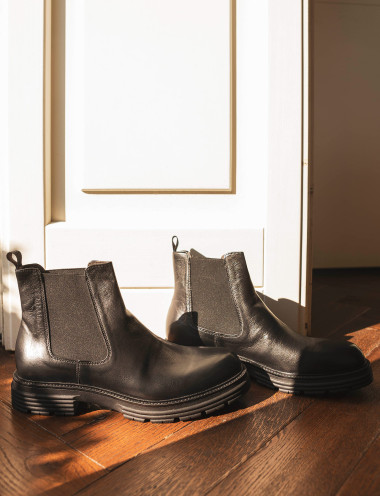 Botines negro cuero