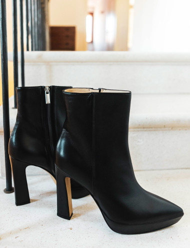 High heel ankle boots heel 11 cm black leather