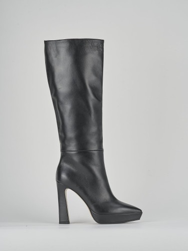 High heel boots heel 11 cm black leather