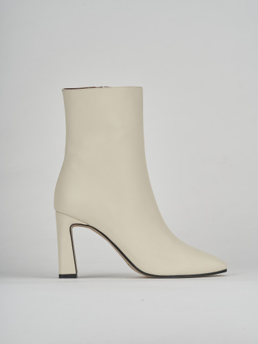 Botines de tacón alto tacón 9 cm blanco cuero
