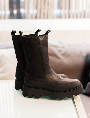 Stivaletti tacco 3cm pelle nero