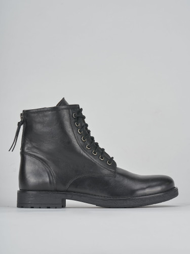 Botas militares tacón 2 cm negro cuero
