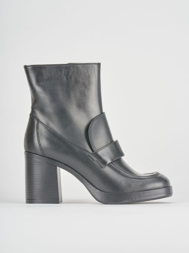 Botines de tacón alto tacón 8 cm negro cuero