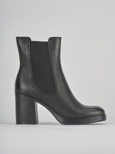 Botines de tacón alto tacón 8 cm negro cuero