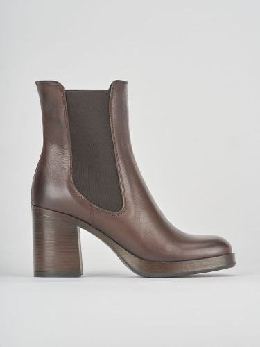 Botines de tacón alto tacón 8 cm marrón oscuro cuero