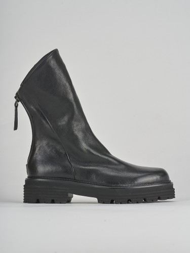 Botines de tacón bajo tacón 2 cm negro cuero