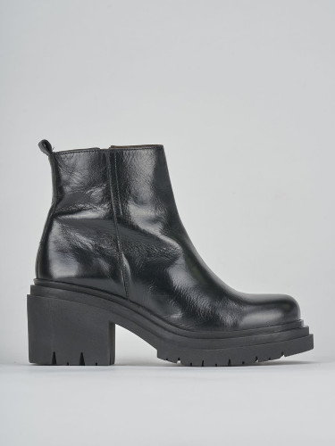 Botines de tacón alto tacón 5 cm negro cuero