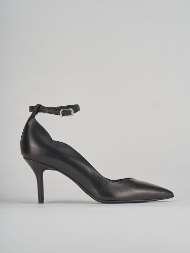 Zapatos de salón tacón 7 cm negro cuero