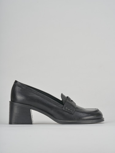 Mocasines tacón 5 cm negro cuero