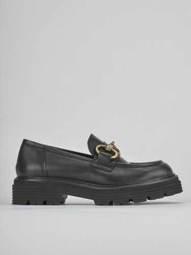 Mocasines tacón 2 cm negro cuero