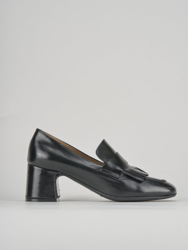 Mocasines tacón 5 cm negro cuero