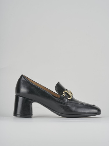 Mocasines tacón 5 cm negro cuero