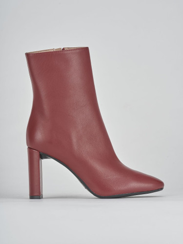 Botines de tacón alto tacón 9 cm burdeos cuero