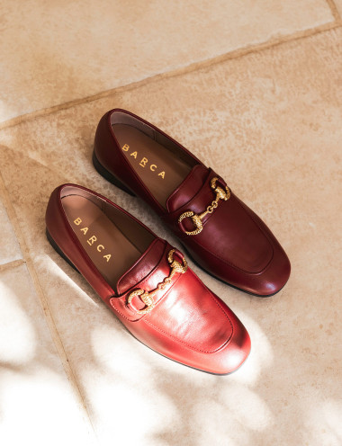 Loafers heel 1 cm bordeaux leather