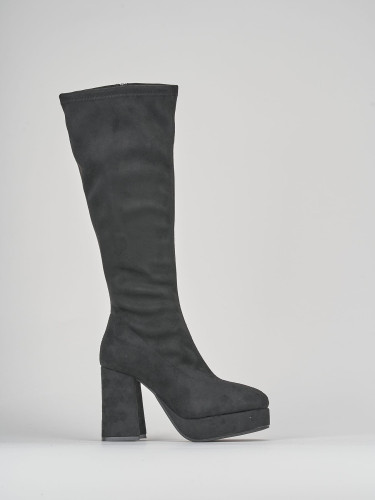 Botas de tacón alto tacón 8 cm negro ante