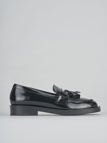 Mocasines tacón 2 cm negro cuero