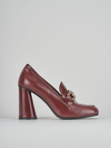 Loafers heel 8 cm bordeaux leather