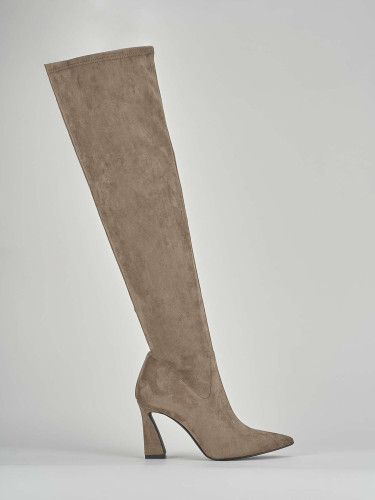 Botas de tacón alto tacón 8 cm beis ante