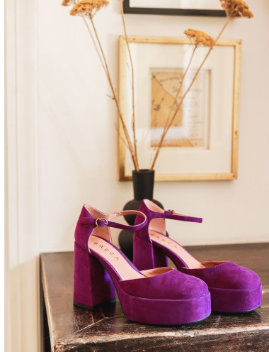 Décolleté tacco 9cm camoscio viola