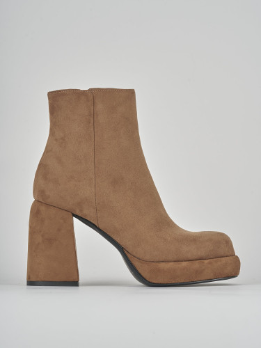 High heel ankle boots heel 11 cm brown suede