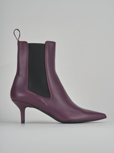 Botines de tacón alto tacón 5 cm morado cuero