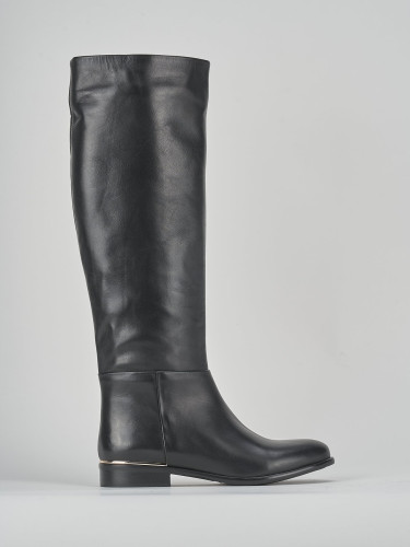 Stivali tacco 2cm pelle nero