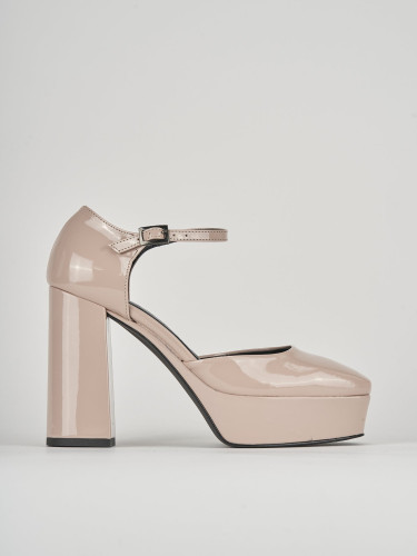 Pumps heel 10 cm beige leather