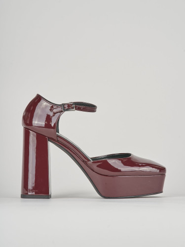Zapatos de salón tacón 10 cm burdeos cuero