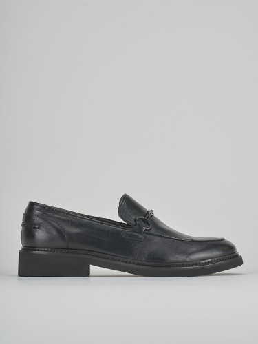 Loafers heel 1 cm black leather
