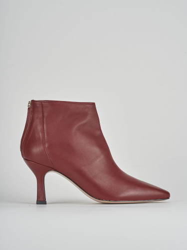 Botines de tacón alto tacón 7 cm burdeos cuero