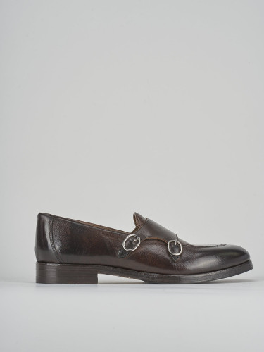 Mocasines tacón 2 cm marrón oscuro cuero